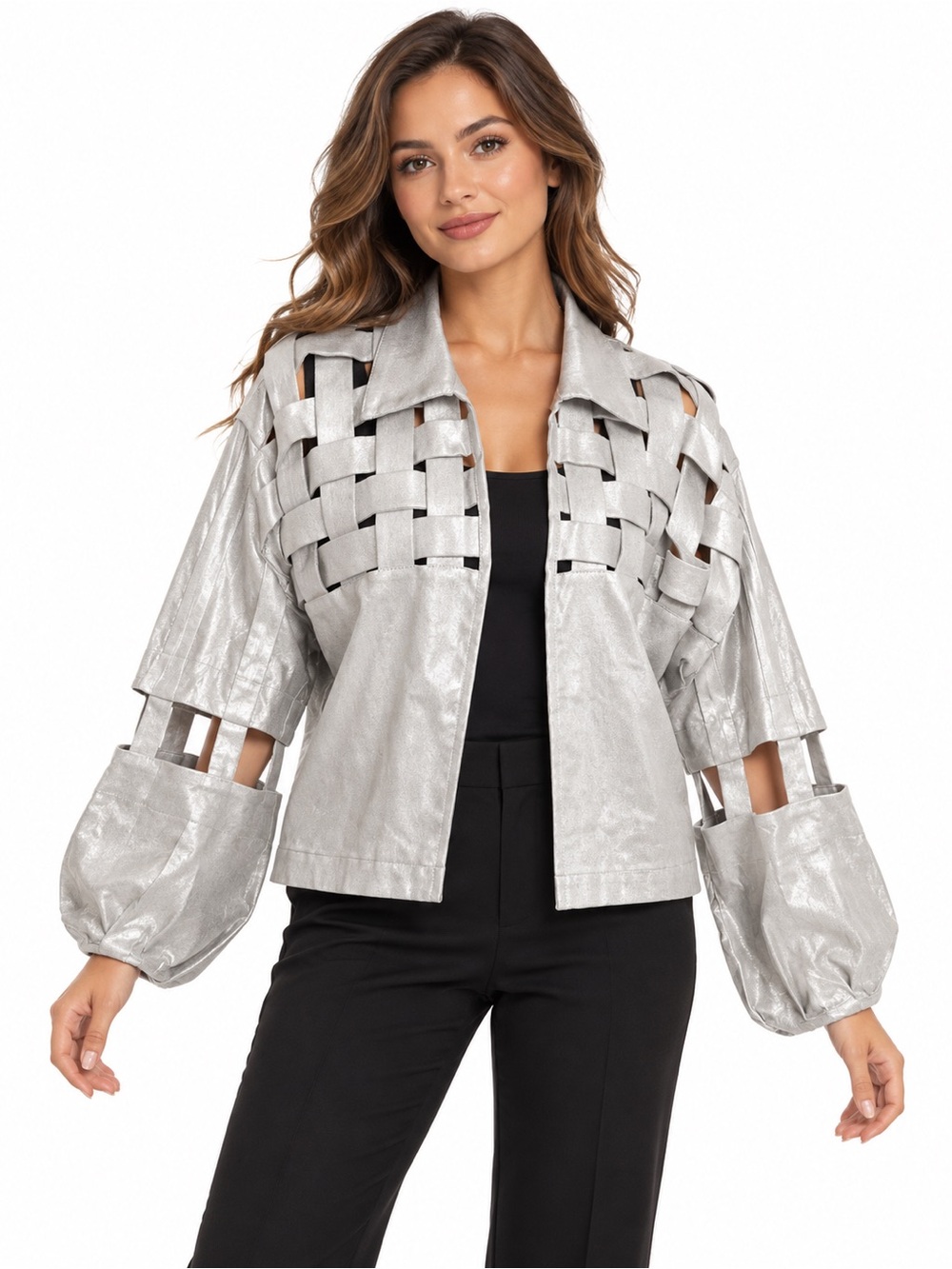 Laetitia Silver Metallic Jacket